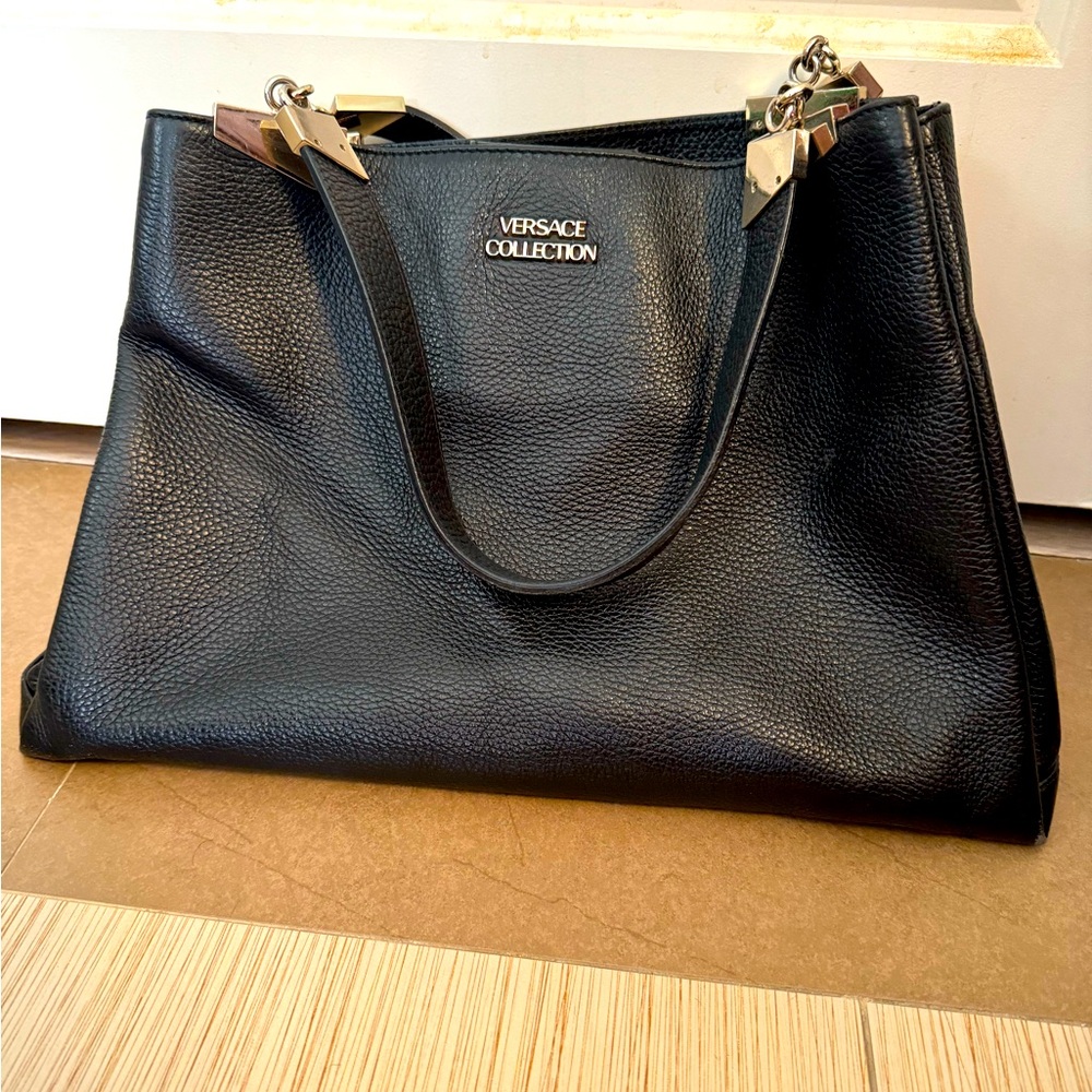 Versace Collection Leather Tote Bag